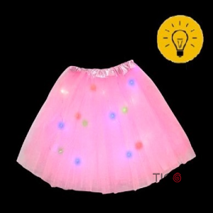POLLERA TUTU INFANTIL LUMINOSA ROSA DE 30 CM DE LARGO